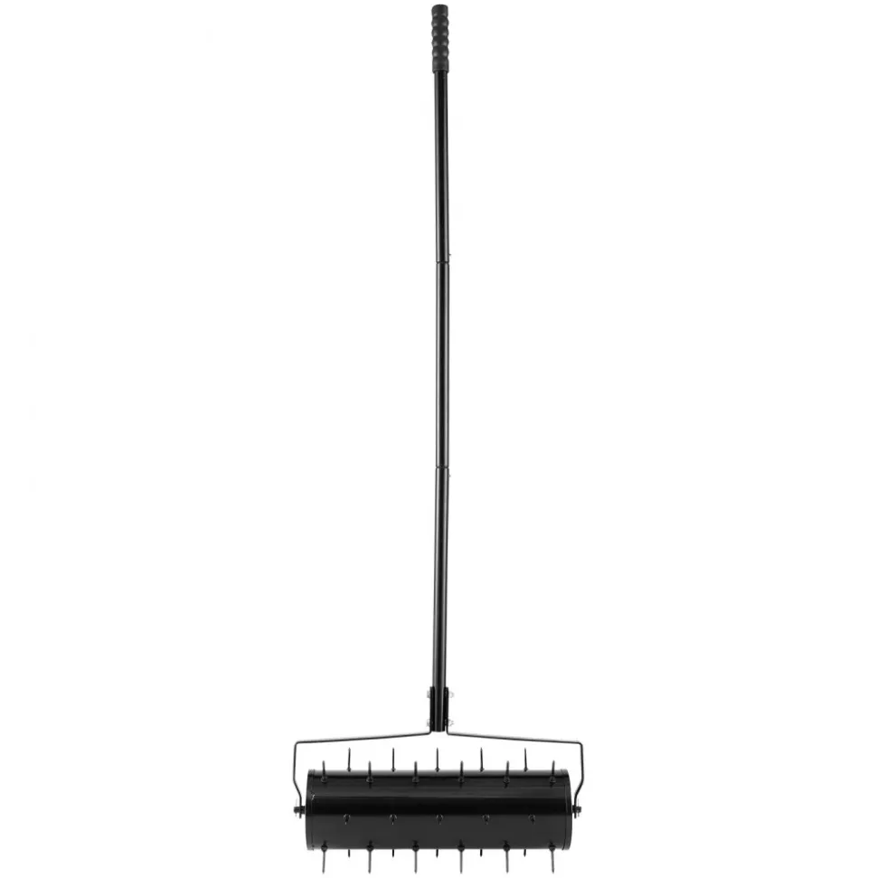 VEVOR Rolling Lawn Aerator, 21-inch Heavy-Duty Manual Rolling Aerator Lawn with Detachable Handle and 33 Iron Spikes, Rolling Lawn Aeration Tool for Garden Patio Yard Compacted Soils and Lawns, Black