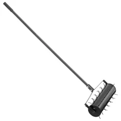 VEVOR Rolling Lawn Aerator, 21-inch Heavy-Duty Manual Rolling Aerator Lawn with Detachable Handle and 33 Iron Spikes, Rolling Lawn Aeration Tool for Garden Patio Yard Compacted Soils and Lawns, Black