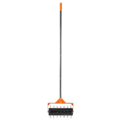VEVOR Rolling Lawn Aerator, 15 in Manual Push Aerator Roller with 42 Spikes & 60 in Long Handle, Fillable Drum for Added Weight, Heavy-Duty Lawn Soil Penetrator for Garden Yard Compacted Soils
