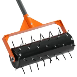 VEVOR Rolling Lawn Aerator, 15 in Manual Push Aerator Roller with 42 Spikes & 60 in Long Handle, Fillable Drum for Added Weight, Heavy-Duty Lawn Soil Penetrator for Garden Yard Compacted Soils