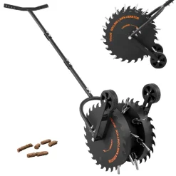 VEVOR Rolling Lawn Core Aerator, 16.6 in Coring Aerator Roller with Anti-Clog Tines, Heavy Duty & Rust-Resistant, Yard Grass Pulling Plugs Manual Aeration Tool for Compacted Garden Soil Loosening
