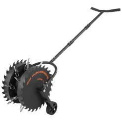 VEVOR Rolling Lawn Core Aerator, 16.6 in Coring Aerator Roller with Anti-Clog Tines, Heavy Duty & Rust-Resistant, Yard Grass Pulling Plugs Manual Aeration Tool for Compacted Garden Soil Loosening