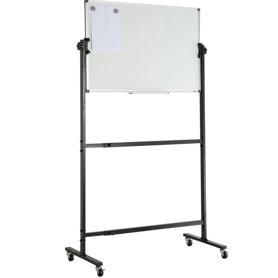 VEVOR Rolling Magnetic Whiteboard, Double-sided Mobile Whiteboard 48x36 Inches, Adjustable Height Dry Erase Board with Wheels, 1 Magnetic Erase & 3 Dry Erase Markers & Movable Tray for Office School