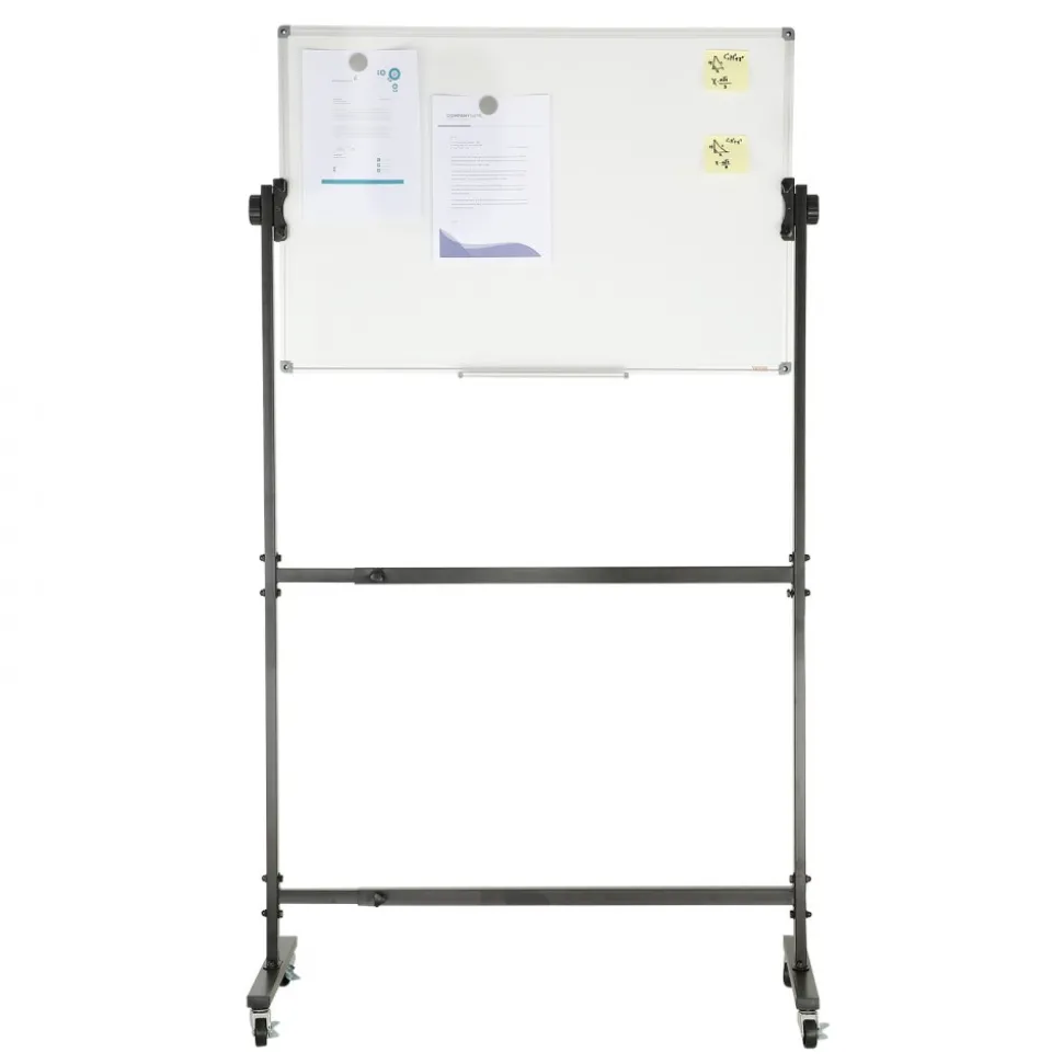 VEVOR Rolling Magnetic Whiteboard, Double-sided Mobile Whiteboard 48x36 Inches, Adjustable Height Dry Erase Board with Wheels, 1 Magnetic Erase & 3 Dry Erase Markers & Movable Tray for Office School
