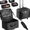 VEVOR Rolling Makeup Train Case Large Storage 3 Tiers, Convenient Carry With Handle, Wheels, Strap, Professional Makeup Storage Organizer Box Make Up Carrier Waterproof Oxford, Black