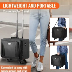 VEVOR Rolling Makeup Train Case Large Storage 3 Tiers, Convenient Carry With Handle, Wheels, Strap, Professional Makeup Storage Organizer Box Make Up Carrier Waterproof Oxford, Black