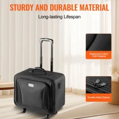 VEVOR Rolling Makeup Train Case Large Storage 3 Tiers, Convenient Carry With Handle, Wheels, Strap, Professional Makeup Storage Organizer Box Make Up Carrier Waterproof Oxford, Black