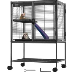 VEVOR 34" Rolling Metal Ferret Cage, Large 2-Tier  Cage, Small Animal Cage with Ramps & Tray, Easy to Set up for Pet Rats, Hamster, Guinea Pig, Chinchilla, Squirrel, Hedgehogs, Bunny