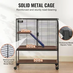VEVOR 36" Rolling Metal Ferret Cage, Large 2-Tier Cage, Small Animal Cage with Ramps & Tray, Easy to Set up for Pet Rats, Hamster, Guinea Pig, Chinchilla, Squirrel, Hedgehogs, Bunny