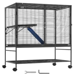 VEVOR 39" Rolling Metal Ferret Cage, Large 2-Tier Cage, Small Animal Cage with Ramps & Tray, Easy to Set up for Pet Rats, Hamster, Guinea Pig, Chinchilla, Squirrel, Hedgehogs, Bunny