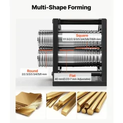 VEVOR Rolling Mill 3-in-1 Round Flat Square Pressing Roller Mill Machine, Manual Jewelry DIY Tool, 0.03-7 mm Adjustable Thickness, Stable & Even Rolling, for Ductile Metals, Gold, Silver, Copper
