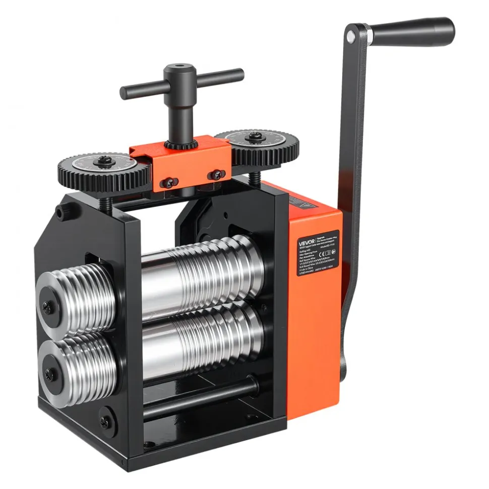 VEVOR Rolling Mill 3-in-1 Round Flat Square Pressing Roller Mill Machine, Manual Jewelry DIY Tool, 0.03-7 mm Adjustable Thickness, Stable & Even Rolling, for Ductile Metals, Gold, Silver, Copper