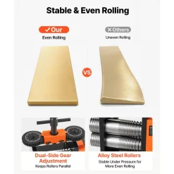 VEVOR Rolling Mill 3-in-1 Round Flat Square Pressing Roller Mill Machine, Manual Jewelry DIY Tool, 0.03-7 mm Adjustable Thickness, Stable & Even Rolling, for Ductile Metals, Gold, Silver, Copper