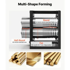 VEVOR Rolling Mill 3-in-1 Round Flat Half-Round Forming Roller Mill Machine, Manual Jewelry DIY Tool, 0.03-7 mm Adjustable Thickness, Stable & Even Rolling, for Ductile Metals, Gold, Silver, Copper