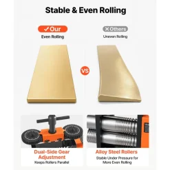 VEVOR Rolling Mill 3-in-1 Round Flat Half-Round Forming Roller Mill Machine, Manual Jewelry DIY Tool, 0.03-7 mm Adjustable Thickness, Stable & Even Rolling, for Ductile Metals, Gold, Silver, Copper