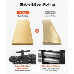 VEVOR Rolling Mill 4-in-1 Round Flat Square Half-Round Pressing Roller Mill, Manual Jewelry DIY Tool, 0.03-7 mm Adjustable Thickness, Stable & Even Rolling, for Ductile Metals, Gold, Silver, Copper