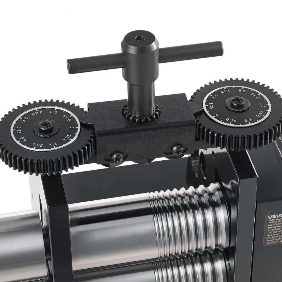 VEVOR Rolling Mill 4-in-1 Round Flat Square Half-Round Pressing Roller Mill, Manual Jewelry DIY Tool, 0.03-7 mm Adjustable Thickness, Stable & Even Rolling, for Ductile Metals, Gold, Silver, Copper