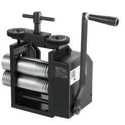 VEVOR Rolling Mill 4-in-1 Round Flat Square Half-Round Pressing Roller Mill, Manual Jewelry DIY Tool, 0.03-7 mm Adjustable Thickness, Stable & Even Rolling, for Ductile Metals, Gold, Silver, Copper