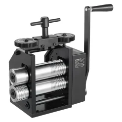 VEVOR Rolling Mill 4-in-1 Round Flat Square Half-Round Pressing Roller Mill, Manual Jewelry DIY Tool, 0.03-7 mm Adjustable Thickness, Stable & Even Rolling, for Ductile Metals, Gold, Silver, Copper