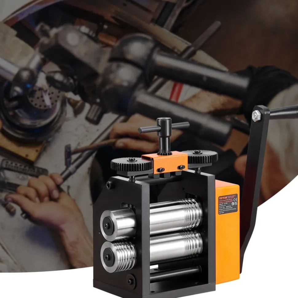 VEVOR Rolling Mill, 3"/76 mm Jewelry Rolling Mill Machine, 1: 2 Gear Ratio, 3-in-1 Multi-function Rolling Mill, 0.1-7mm Press Thickness for Metal Jewelry Making Sheet Square Wire Semicircle Pattern