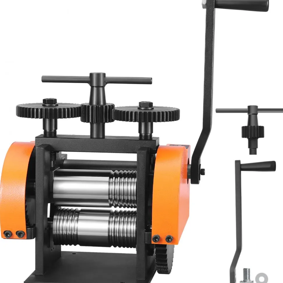VEVOR Rolling Mill, 1.77"/45 mm Jewelry Rolling Mill Machine, 1: 2.4 Gear Ratio, 3-in-1 Multi-function Rolling Mill, 0-6 mm Press Thickness for Metal Jewelry Making Sheet Square Wire Semicircle