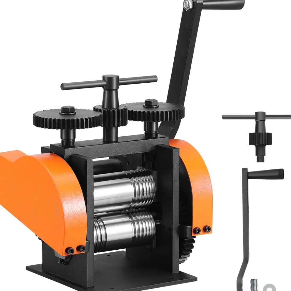 VEVOR Rolling Mill, 1.77"/45 mm Jewelry Rolling Mill Machine, 1: 2.4 Gear Ratio, 3-in-1 Multi-function Rolling Mill, 0-6 mm Press Thickness for Metal Jewelry Making Sheet Square Wire Semicircle