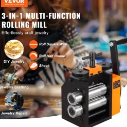 VEVOR Rolling Mill, 2.95"/75 mm Jewelry Rolling Mill Machine, 1: 2 Gear Ratio, 3-in-1 Multi-function Rolling Mill, 0.03-6.5mm Press Thickness for Metal Jewelry Making Sheet Square Wire Semicircle