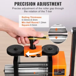 VEVOR Rolling Mill, 2.95"/75 mm Jewelry Rolling Mill Machine, 1: 2 Gear Ratio, 3-in-1 Multi-function Rolling Mill, 0.03-6.5mm Press Thickness for Metal Jewelry Making Sheet Square Wire Semicircle