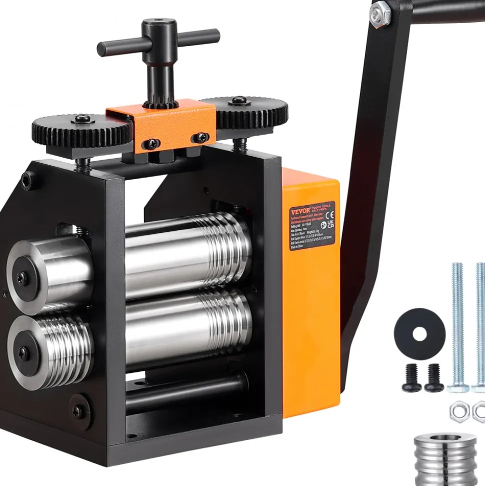 VEVOR Rolling Mill, 2.95"/75 mm Jewelry Rolling Mill Machine, 1: 2 Gear Ratio, 3-in-1 Multi-function Rolling Mill, 0.03-6.5mm Press Thickness for Metal Jewelry Making Sheet Square Wire Semicircle
