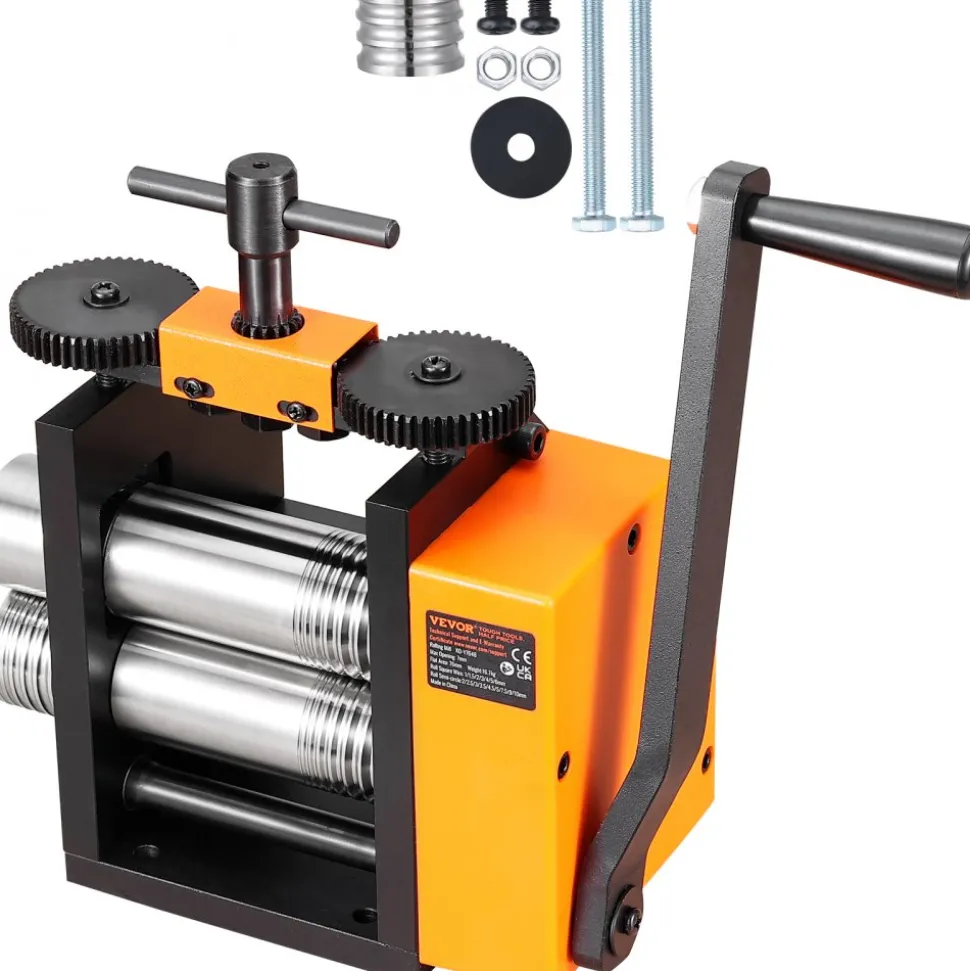VEVOR Rolling Mill, 2.95"/75 mm Jewelry Rolling Mill Machine, 1: 2 Gear Ratio, 3-in-1 Multi-function Rolling Mill, 0.03-6.5mm Press Thickness for Metal Jewelry Making Sheet Square Wire Semicircle
