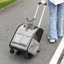 VEVOR Rolling Pet Carrier Backpack with Removable Wheels for Under 18LBS, Large Soft Sided Wheeled Dog Carrier Cat Travel Carrier Airline Approved for Small Dogs and Medium Cats with Upgraded Wheels