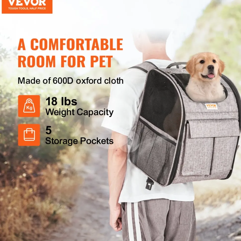 VEVOR Rolling Pet Carrier Backpack with Removable Wheels for Under 18LBS, Large Soft Sided Wheeled Dog Carrier Cat Travel Carrier Airline Approved for Small Dogs and Medium Cats with Upgraded Wheels