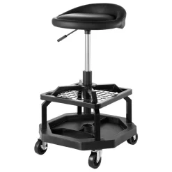 VEVOR Rolling Shop Stool, Pneumatic Garage Seat/Work Stool with 300 lbs Capacity, Adjustable Height Roller Creeper Seat, 360° Swivel Padded Workshop Stool with Casters, for Garage, Shop & Auto Repair