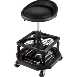 VEVOR Rolling Shop Stool, Pneumatic Garage Seat/Work Stool with 300 lbs Capacity, Adjustable Height Roller Creeper Seat, 360° Swivel Padded Workshop Stool with Casters, for Garage, Shop & Auto Repair