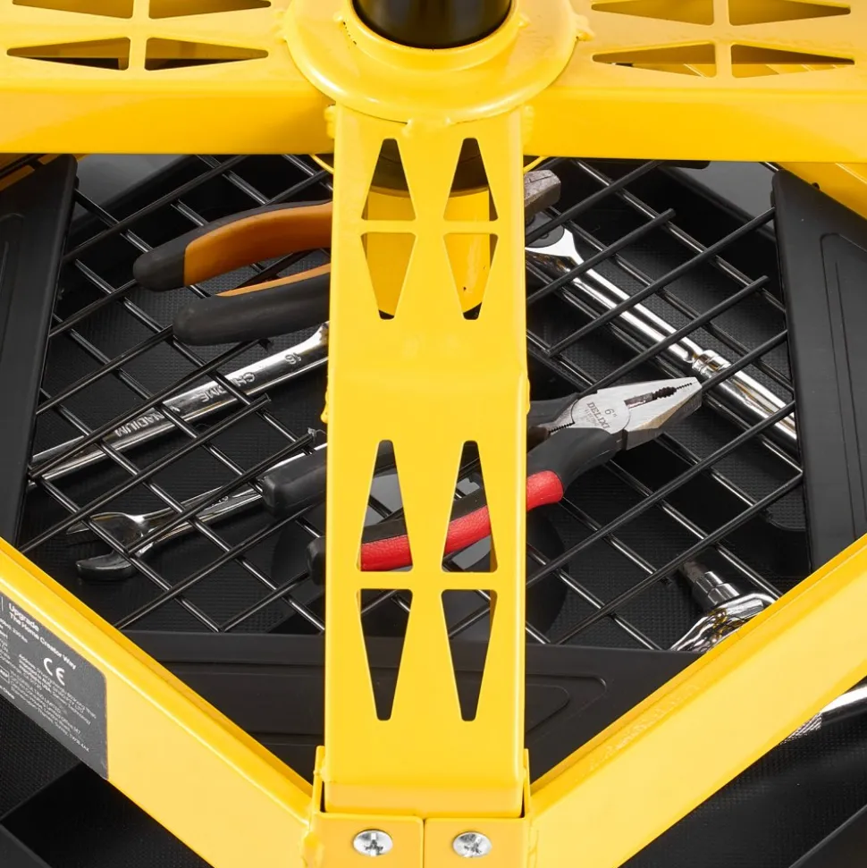 VEVOR Rolling Shop Stool with Wheels, 19.7"-25.6" Adjustable Height, 360° Swivel, 330 lbs Capacity, Garage Work Mechanic Stool with Backrest, Tool Tray Storage, Padded Seat Shop Chair, Black/Yellow