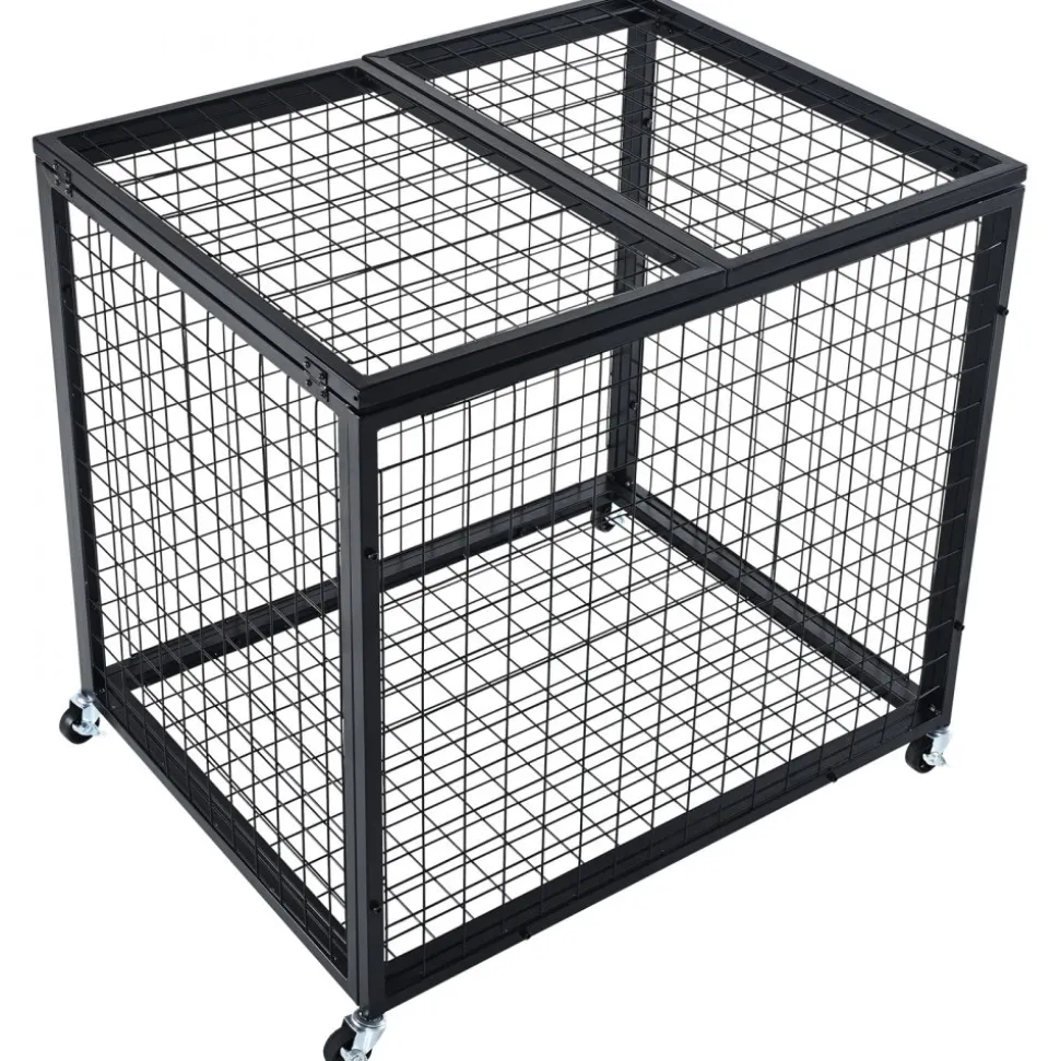 VEVOR Rolling Sports Ball Storage Cart, Basketball Cage with Double Lids, Sport Equipment Holder Organizer for Indoor Outdoor, Steel Storage Rack for Garages, Playgroup, Gym and Schools