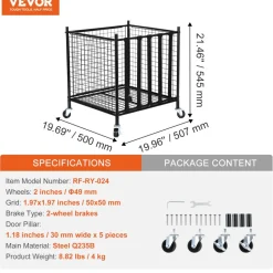 VEVOR Rolling Sports Ball Storage Cart, Lockable Basketball Cage with Double Lids, Sport Equipment Holder Organizer for Indoor Outdoor, Steel Storage Rack for Garages, Playgroup, Gym and Schools