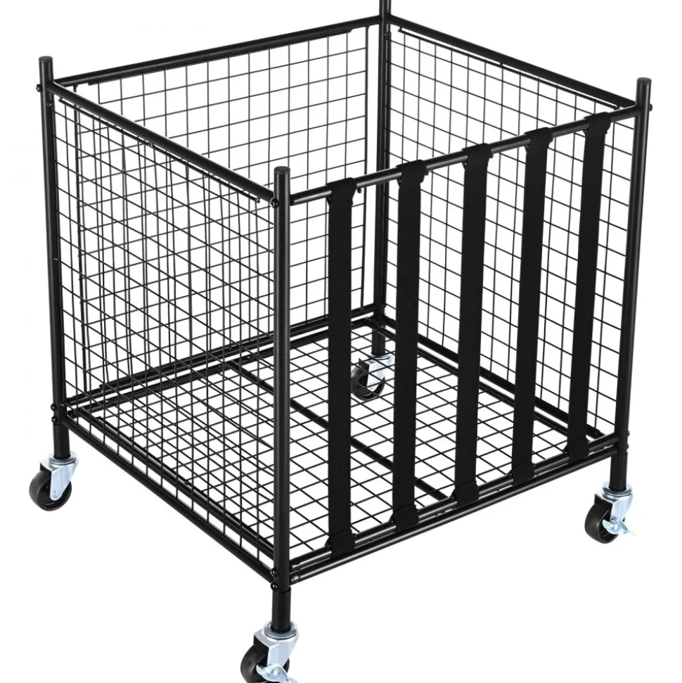 VEVOR Rolling Sports Ball Storage Cart, Lockable Basketball Cage with Double Lids, Sport Equipment Holder Organizer for Indoor Outdoor, Steel Storage Rack for Garages, Playgroup, Gym and Schools