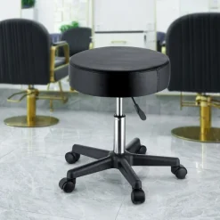 VEVOR Rolling Stools with Wheels, 400 LBS Weight Capacity Adjustable Height Stool with Ultra-Thick Seat Cushion, Swivel Stools Chair for Salon, Bar, Home, Office, Tatoo, Medical, Massage, Black
