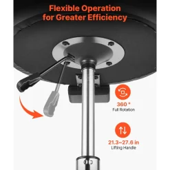 VEVOR Rolling Stool with Back Support, 500 lbs Weight Capacity, Height Adjustable, Thick Cushion Ergonomic PU Leather Seat, 360° Swivel Round Rolling Stool Chair for Dental, Salon, Clinic, Black
