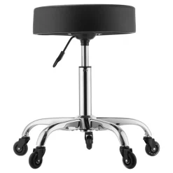 VEVOR Rolling Stool with Wheels, 500 lbs Weight Capacity, Height Adjustable, Quiet Casters, Thick Cushion Ergonomic PU Leather Seat, 360° Swivel Round Rolling Stool Chair for Salon, Clinic, Black