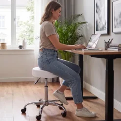 VEVOR Rolling Stool with Wheels, 500 lbs Weight Capacity, Height Adjustable, Thick Cushion Ergonomic PU Leather Seat, 360° Swivel Round Rolling Stool Chair for Salon, Spa, Clinic, Medical, White