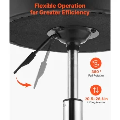 VEVOR Rolling Stool with Wheels Footrest, 500 lbs Weight Capacity, Height Adjustable, Thick Cushion Ergonomic PU Leather Seat, 360° Swivel Round Rolling Stool Chair for Salon, Clinic, Medical, Black