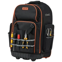 VEVOR Rolling Tool Backpack, 110 lbs Load Capacity, 72 Pockets Heavy Duty Roller Tool Bag on Wheels, Adjustable Telescoping Handle & Stable Base, Toolbag Organizers for Construction, Mechanic