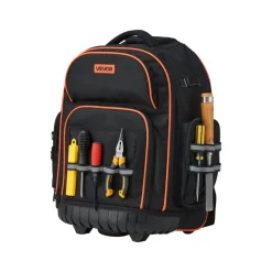 VEVOR Rolling Tool Backpack, 110 lbs Load Capacity, 45 Pockets Heavy Duty Roller Tool Bag on Wheels, Adjustable Telescoping Handle & Stable Base, Toolbag Organizers for Construction, Mechanic