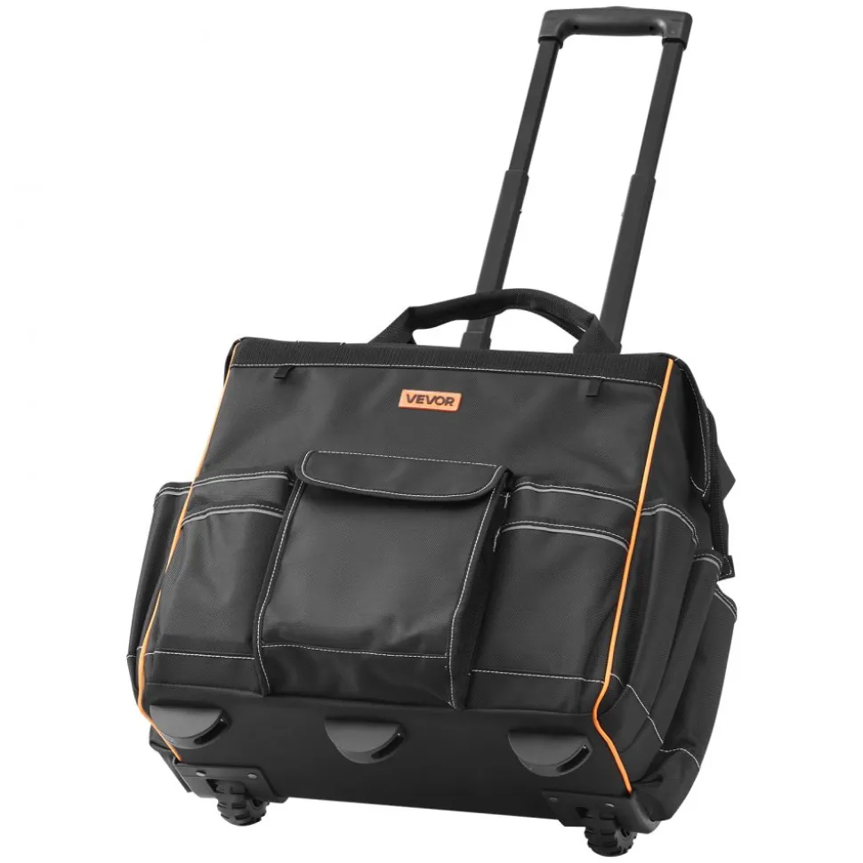 VEVOR Rolling Tool Bag, 110 lbs Load Capacity, 25 Pockets Heavy Duty Roller Tool Bag with Adjustable Telescoping Handle & Stable Base, Toolbag Organizers with Wheels for Electrician, Construction