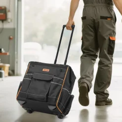 VEVOR Rolling Tool Bag, 110 lbs Load Capacity, 25 Pockets Heavy Duty Roller Tool Bag on Wheels, Adjustable Telescoping Handle & Stable Base, Toolbag Organizers with Wheels for Construction, Mechanic