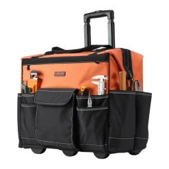 VEVOR Rolling Tool Bag, 110 lbs Load Capacity, 27 Pockets Heavy Duty Roller Tool Bag on Wheels, Adjustable Telescoping Handle & Stable Base, Toolbag Organizers with Wheels for Construction, Mechanic
