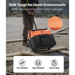 VEVOR Rolling Tool Bag, 110 lbs Load Capacity, 27 Pockets Heavy Duty Roller Tool Bag on Wheels, Adjustable Telescoping Handle & Stable Base, Toolbag Organizers with Wheels for Construction, Mechanic