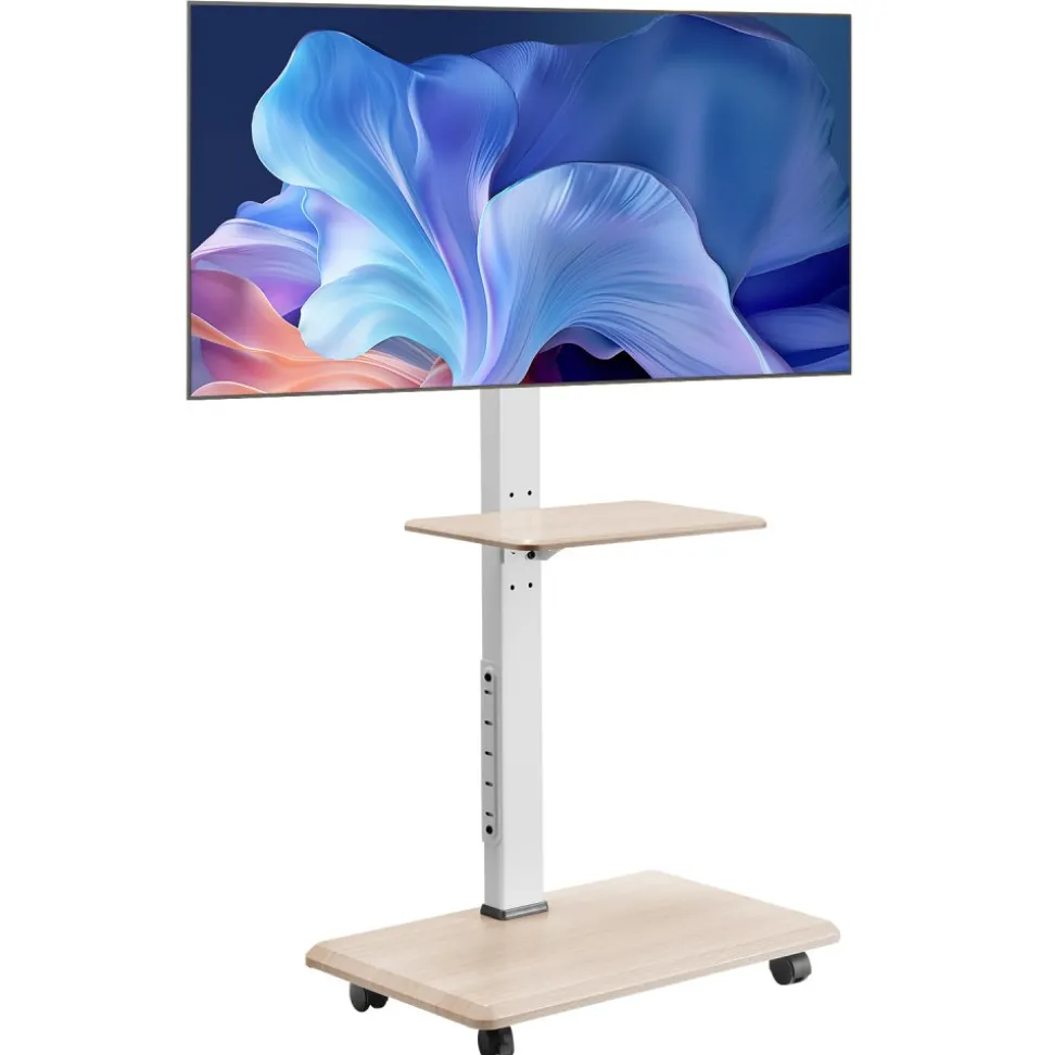VEVOR Rolling TV Stand, Mobile TV Cart for 32-70 Inch Screens, 25° Left-Right Rotation and Height Adjustable TV Mount with Tray, Holds up to 88 lbs for Corner, Bedroom, Outdoor, Max VESA 600x400mm